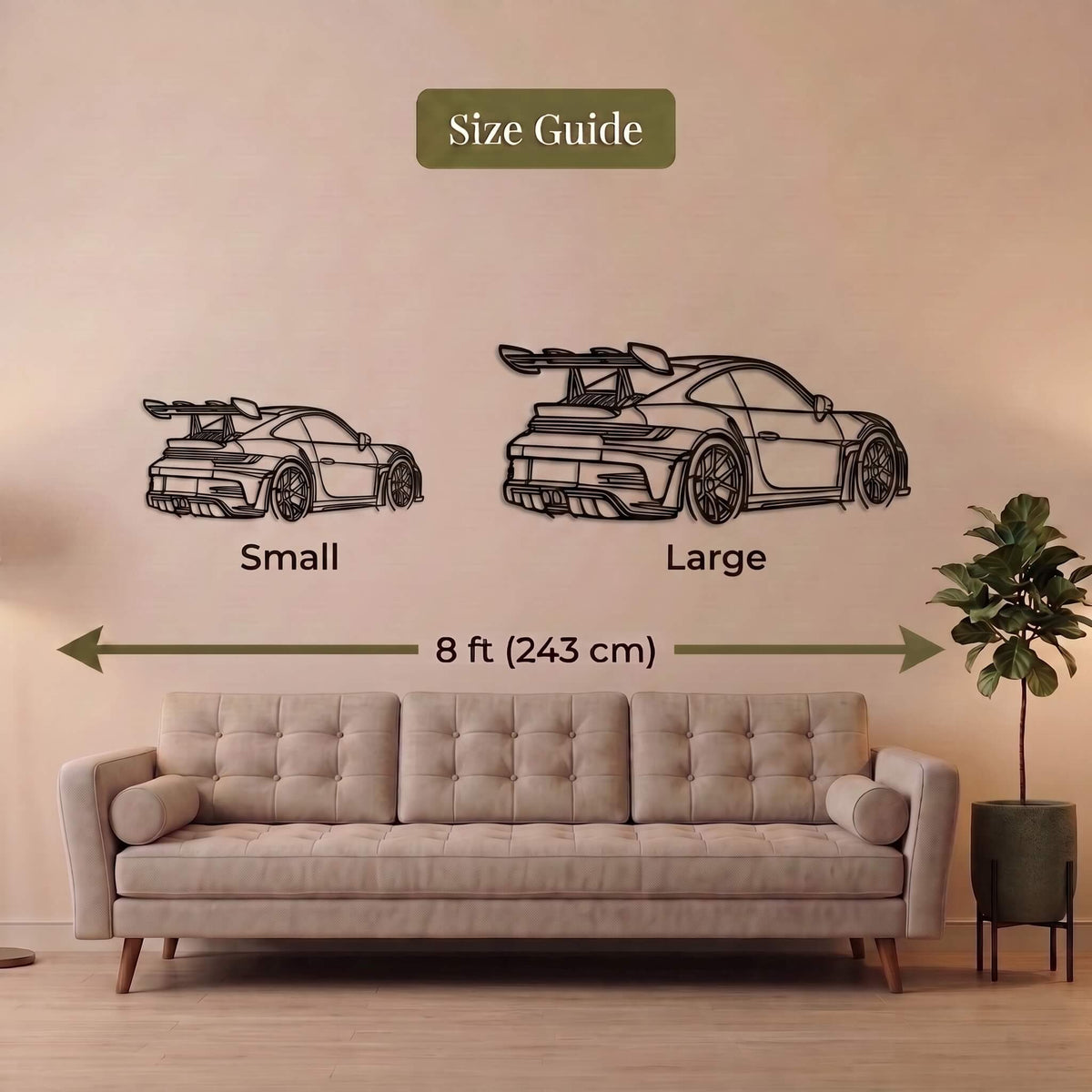 14. Porsche GT3 RS Outline (Rear View) Metal Wall Art