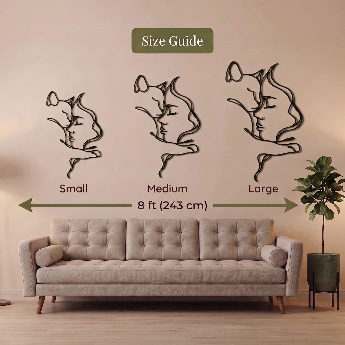9. Abstract Cat Face Line Art Metal Wall Art