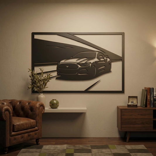 26. Muscle Car Road Scene Metal Wall Art