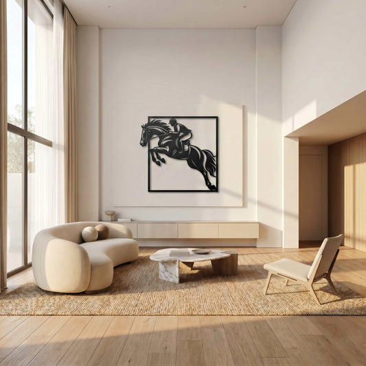 19. Horse Rider Jumping Metal Wall Art