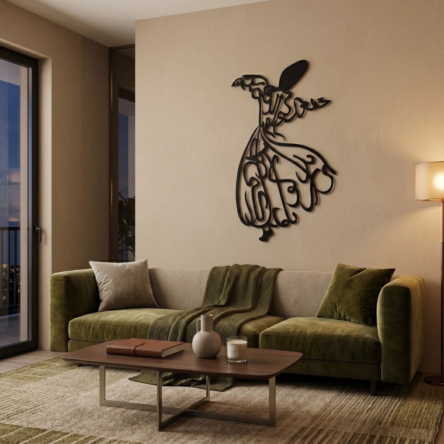 27. Whirling Dervish Metal Wall Art – Sufi Calligraphy Sculpture