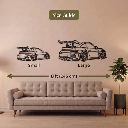 14. Porsche GT3 RS Outline (Rear View) Metal Wall Art