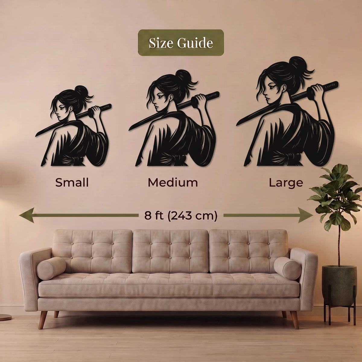 16. Samurai Woman Metal Wall Art