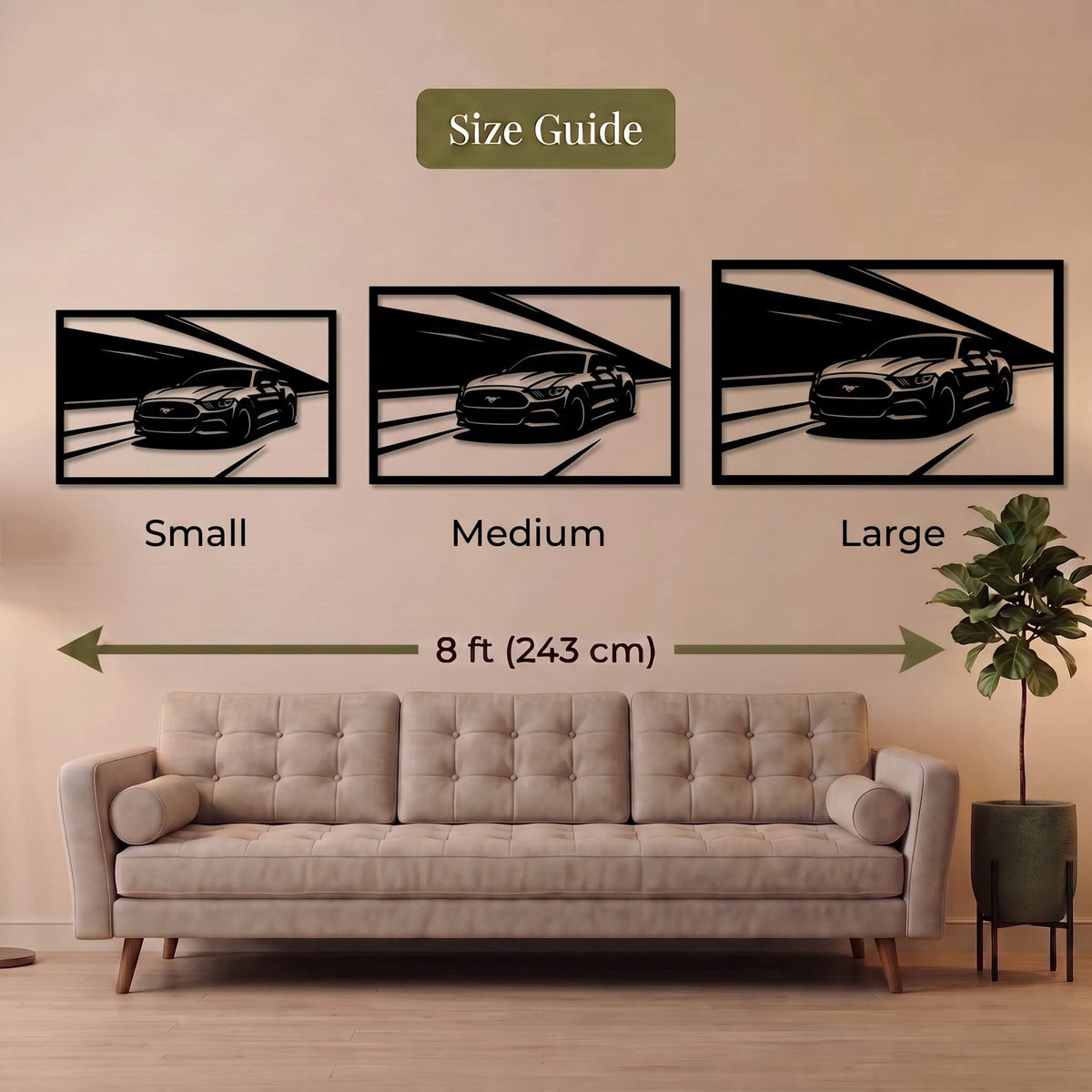 26. Muscle Car Road Scene Metal Wall Art
