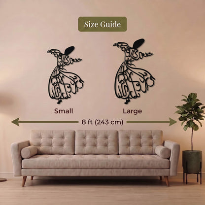 27. Whirling Dervish Metal Wall Art – Sufi Calligraphy Sculpture