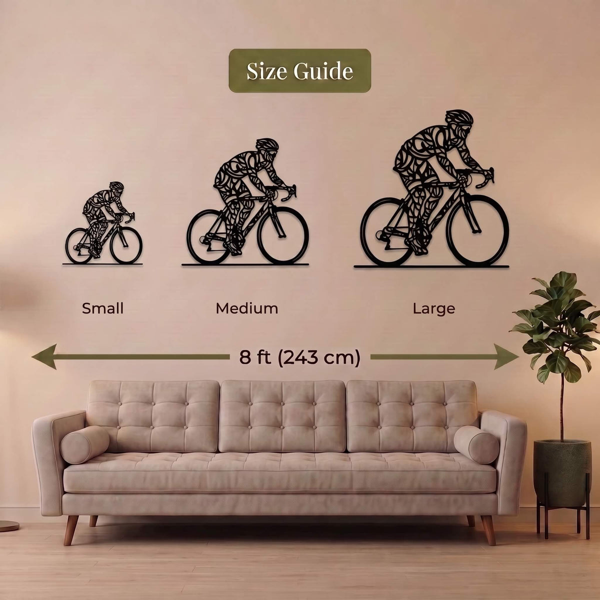 4. Geometric Road Cyclist Metal Wall Art
