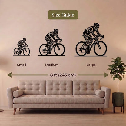 4. Geometric Road Cyclist Metal Wall Art