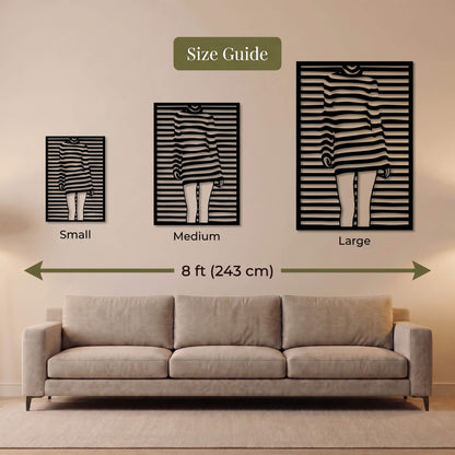 7. Striped Silhouette Metal Wall Art
