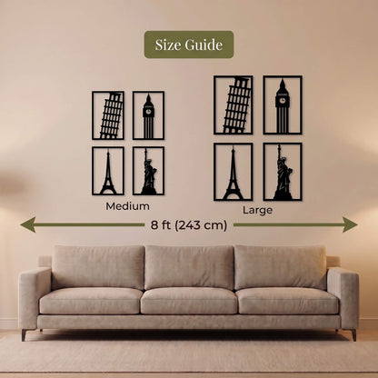 9. World Landmarks Metal Wall Art (Set of 4)