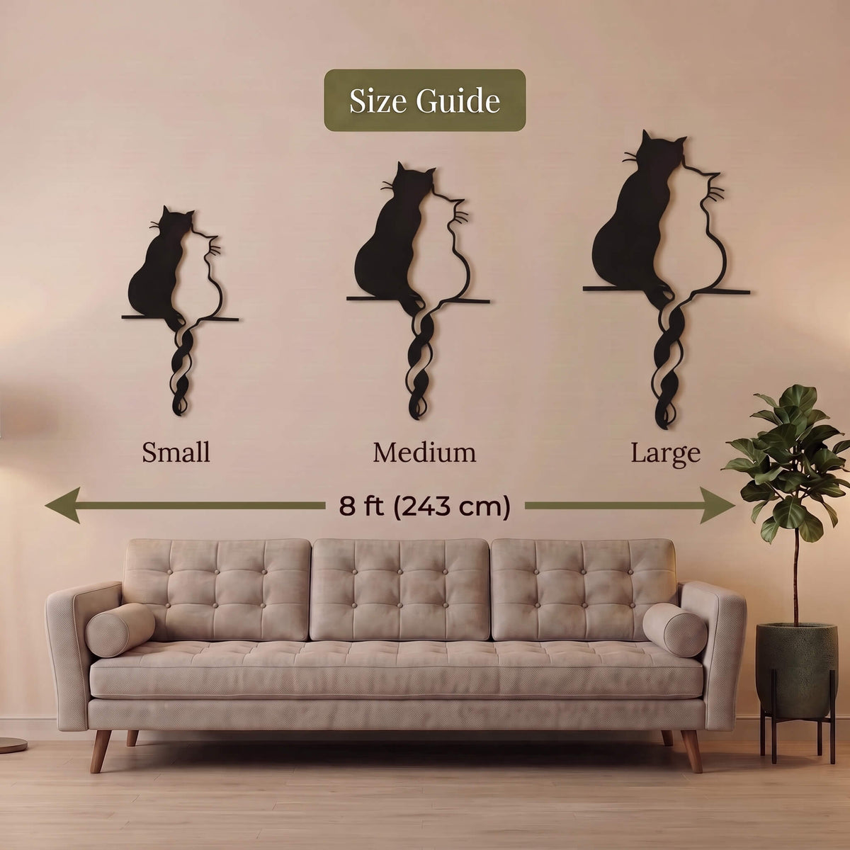 3. Elegant Cat Metal Wall Art