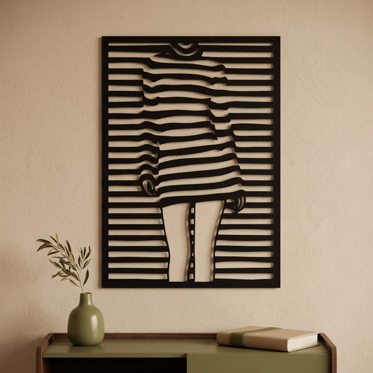 7. Striped Silhouette Metal Wall Art