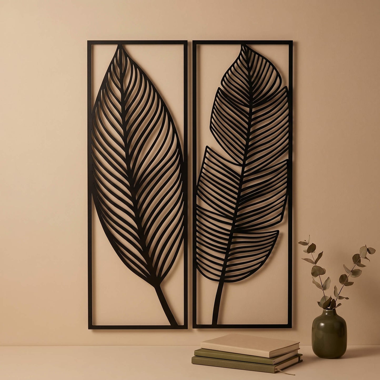 13. Twin Panel Leaf Metal Wall Art