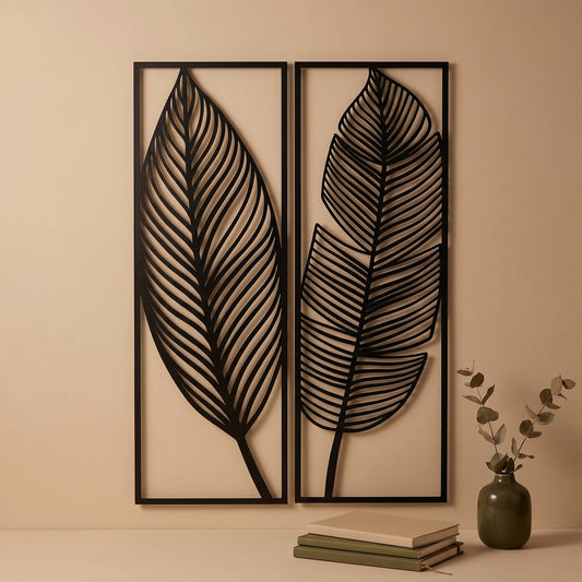 13. Twin Panel Leaf Metal Wall Art