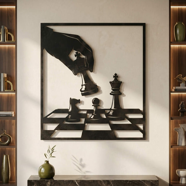 4. Chess Strategy Metal Wall Art
