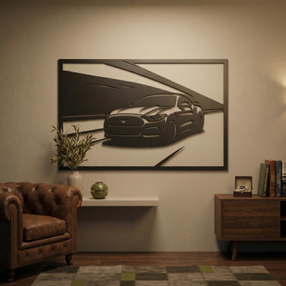 26. Muscle Car Road Scene Metal Wall Art