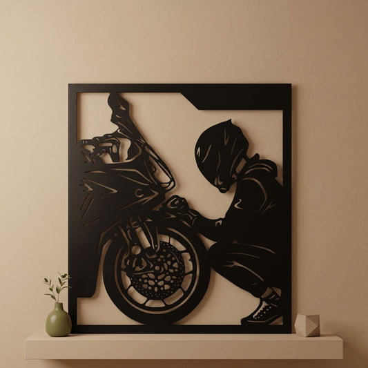 9. Motorcycle Rider Metal Wall Art