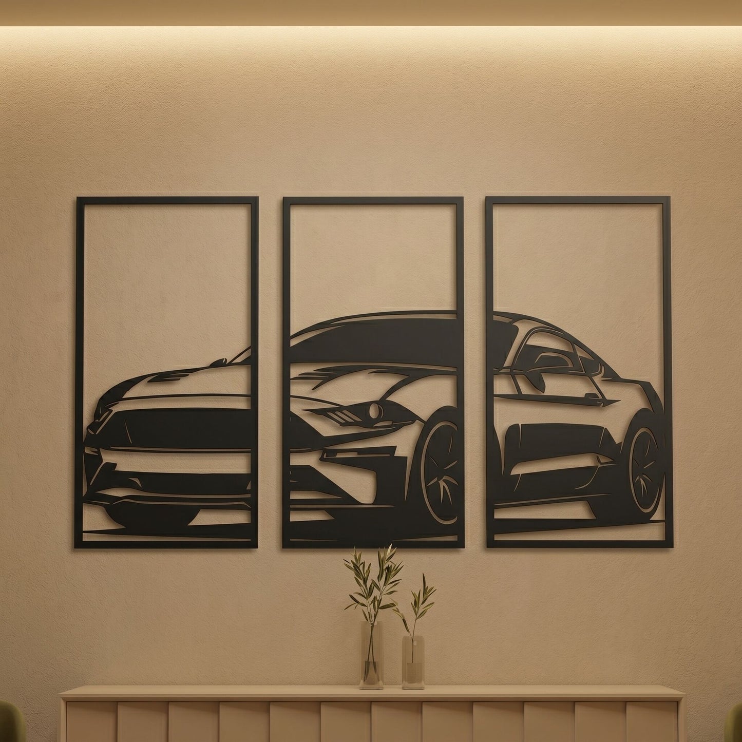 28. Mustang Triptych Metal Wall Art Set
