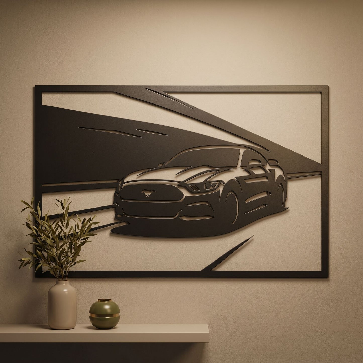 26. Muscle Car Road Scene Metal Wall Art