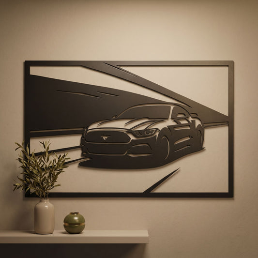 26. Muscle Car Road Scene Metal Wall Art