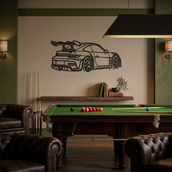 14. Porsche GT3 RS Outline (Rear View) Metal Wall Art