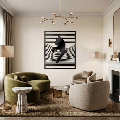 2. Elegant Cat Silhouette Metal Wall Art