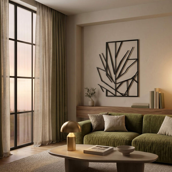 8. Geometric Palm Leaf Metal Wall Art
