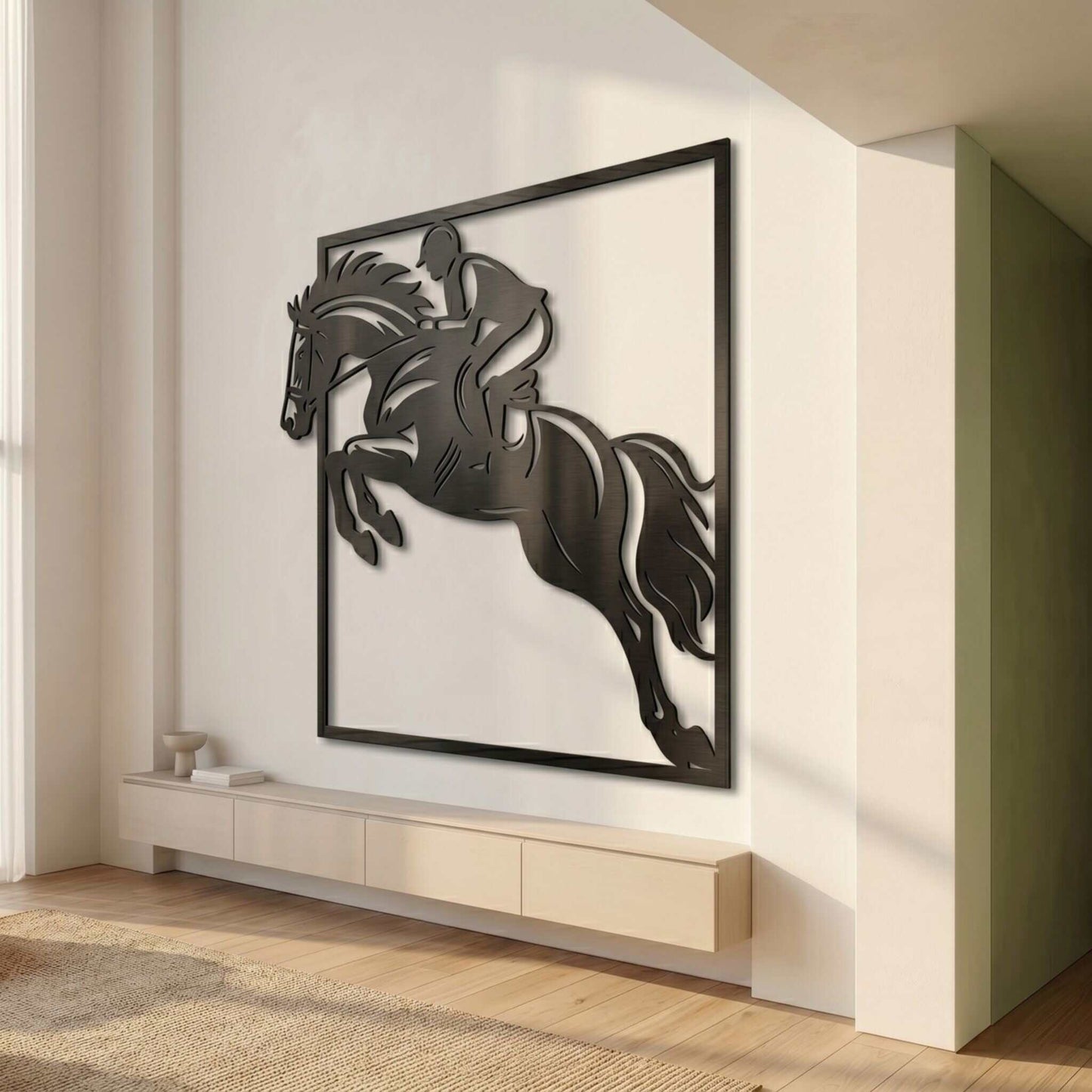 19. Horse Rider Jumping Metal Wall Art