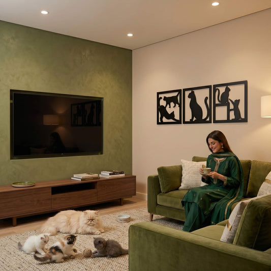 6. Cat Family Metal Wall Art Set