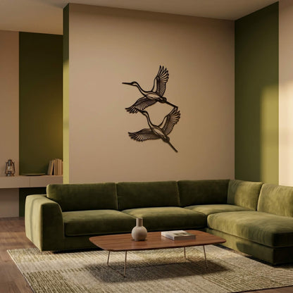 22. Flying Cranes Metal Wall Art