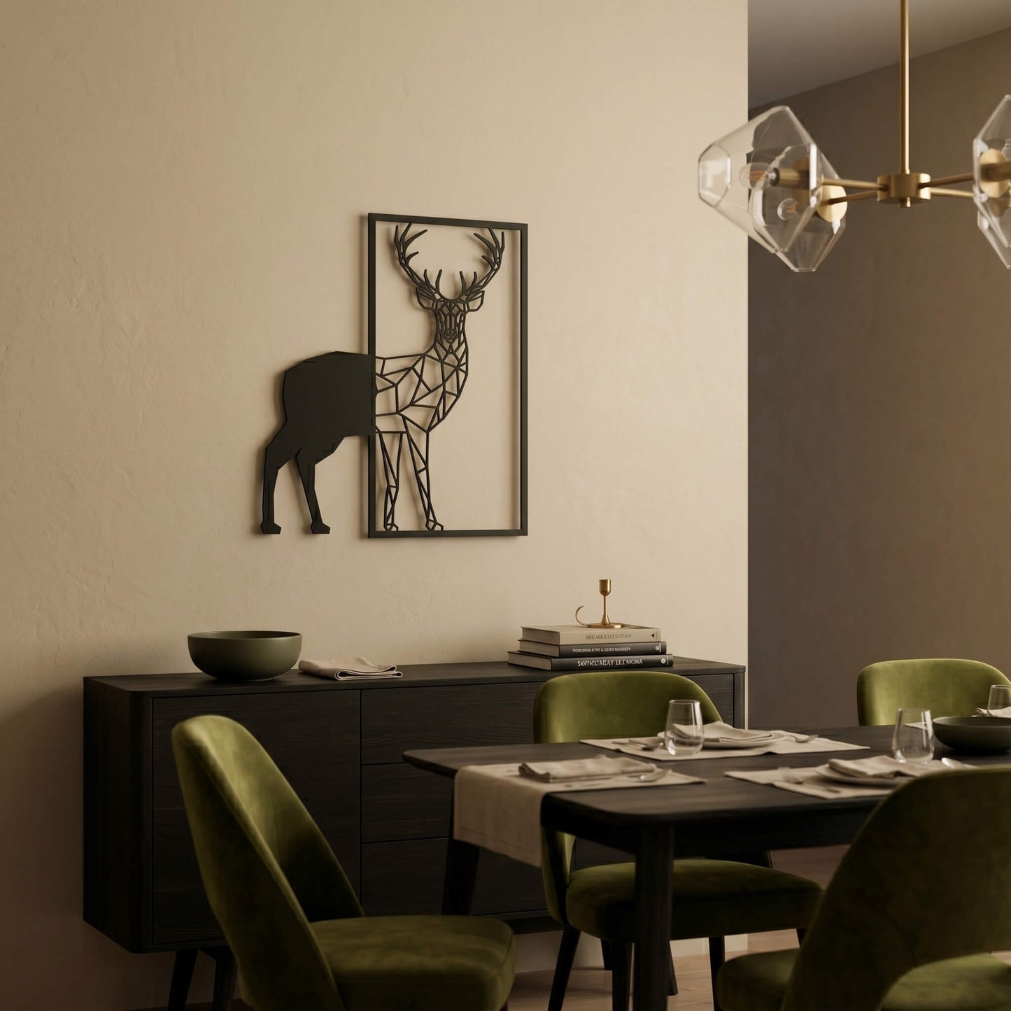 24. Geometric Deer Metal Wall Art