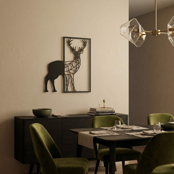 24. Geometric Deer Metal Wall Art