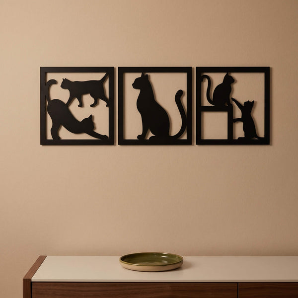 6. Cat Family Metal Wall Art Set