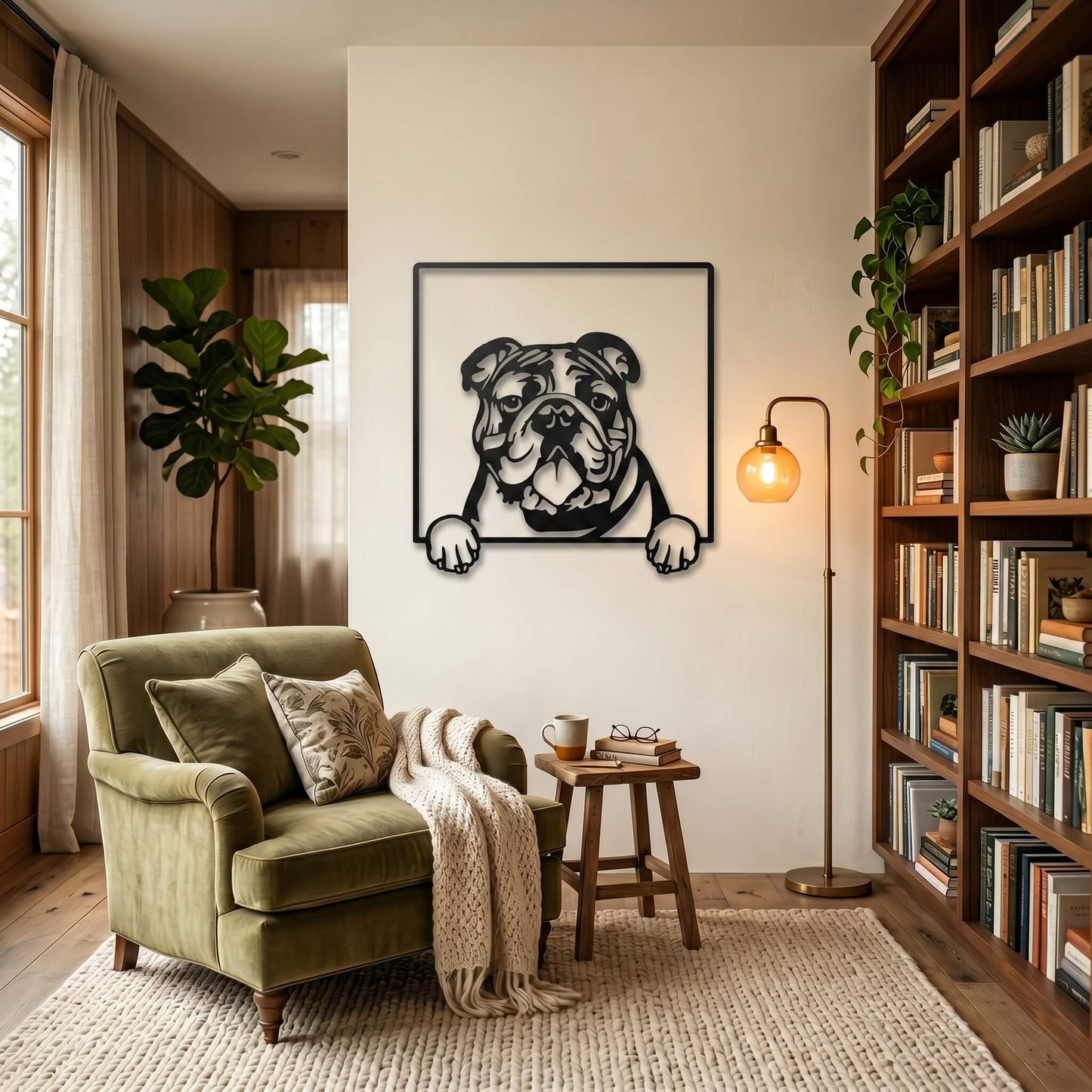 7. Bulldog Metal Wall Art