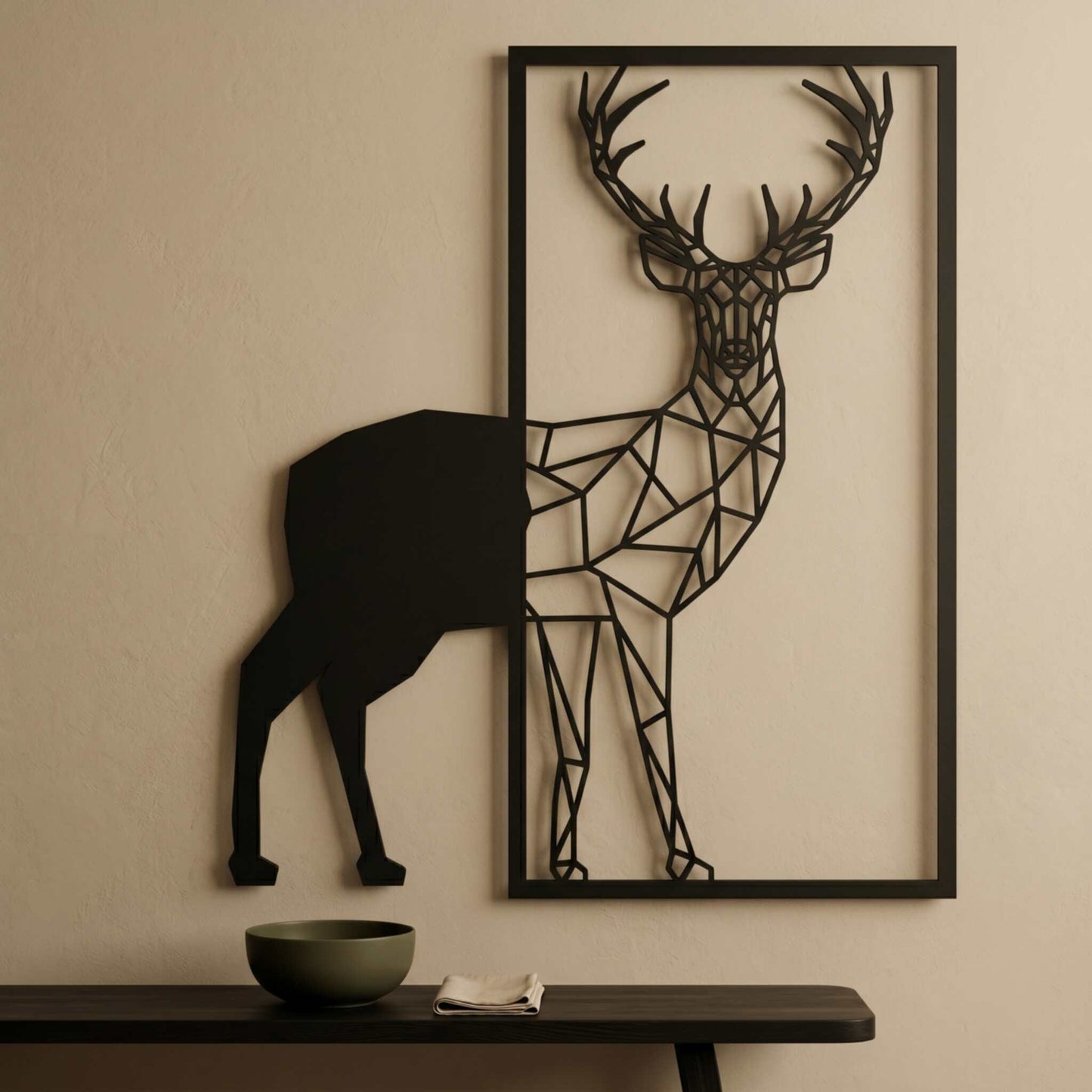 24. Geometric Deer Metal Wall Art