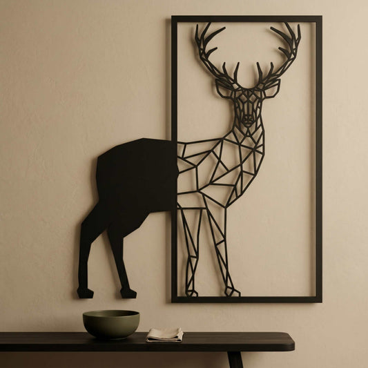 24. Geometric Deer Metal Wall Art