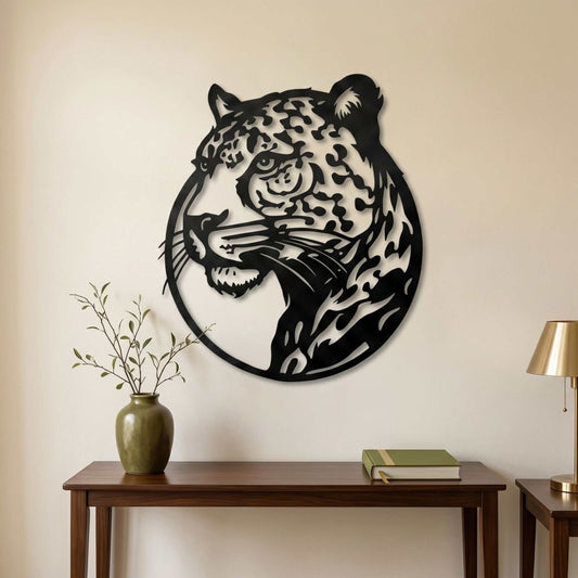 1. Majestic Tiger Face Metal Wall Art
